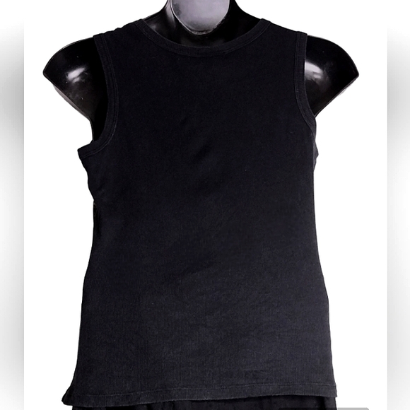 CAREN SPORT | Vintage Black,Gold Ribbed Cotton New York Tank | 2X - Picture 3 of 5